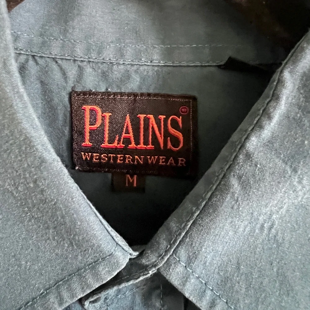 Men's Blue western snap button Dress Shirt - Picture 7 of 13